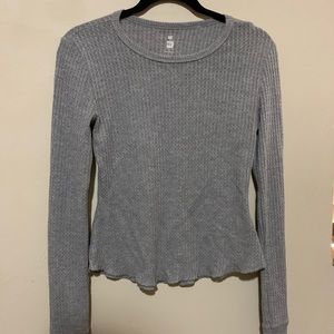 Gray waffle long sleeve tee